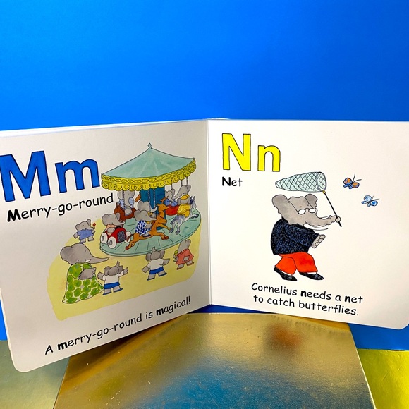 BABAR THE ELEPHANT VTG 2012 ALPHABET BOARD BOOK 7”x7” - Picture 6 of 8